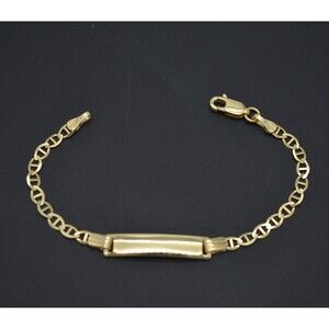 REAL 10K Yellow Gold 5.5" Mariner ID baby Childrens Bracelet + Engraving 2.2gr